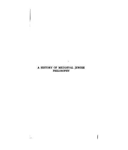 A History of Medieval Jewish Philosophy