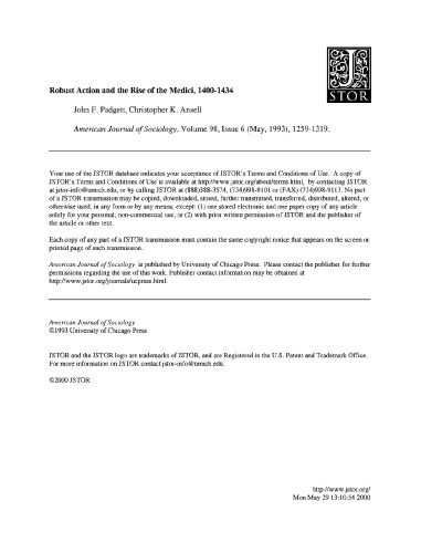 Robust Action and the Rise of the Medici, 1400-1434