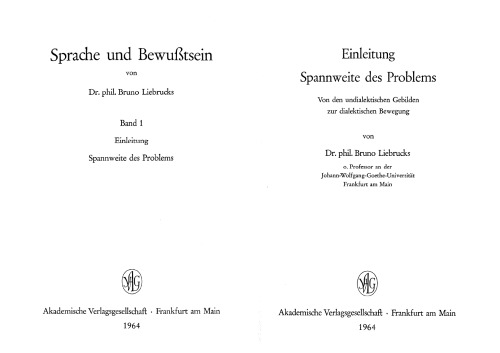 Sprache und Bewußtsein 1: Einleitung - Spannweite des Problems