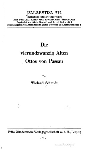 Die vierundzwanzig Alten Ottos von Passau