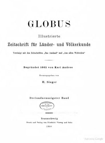 Globus. Illustrierte Zeitschrift für Länder- und Völkerkunde