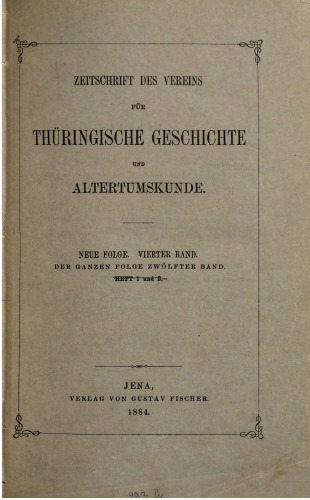 Zeitschrift des Vereins für Thüringische Geschichte und Altertumskunde