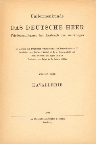 Uniformenkunde das Deutsche Heer Band II Kavallerie