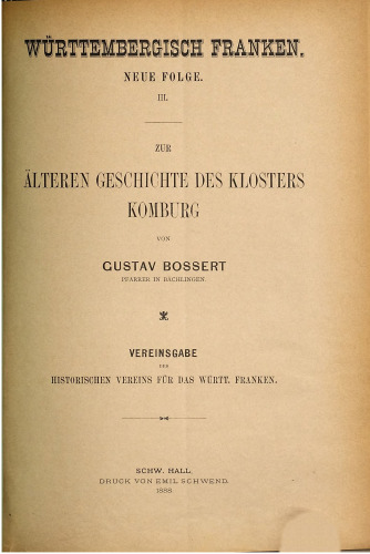 Württembergisch Franken. Beilage vom Historischen Verein für das Württembergische Franken zu den Württembergischen Vierteljahresheften für Landesgeschichte