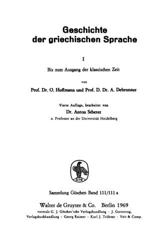 Geschichte der griechischen Sprache (2 Bände)