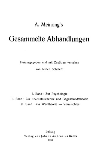 Abhandlungen zur Psychologie