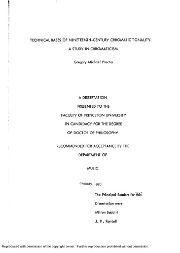 Technical Bases of Nineteenth-Century Chromatic Tonality: A Study in Chromaticism