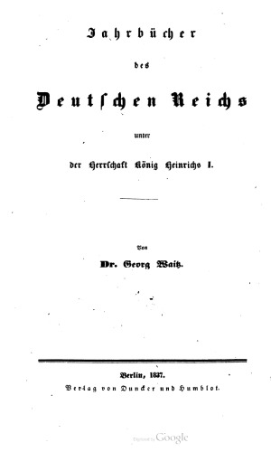 Jahrbücher des Deutschen Reichs unter König Heinrichs I.