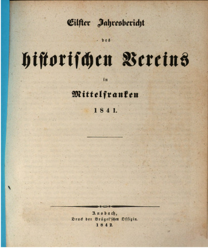 Jahresbericht des Historischen Vereins in Mittelfranken