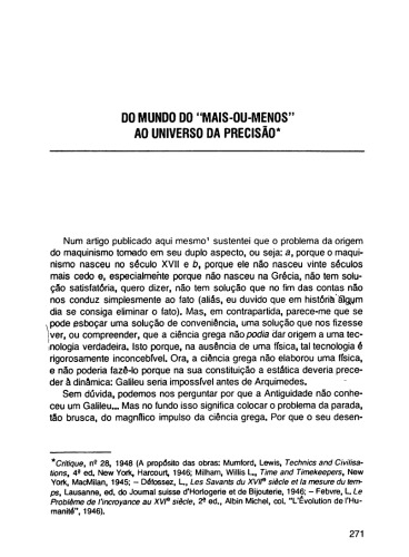 DO MUNDO DO “MAIS-OU-MENOS” AO UNIVERSO DA PRECISÃO