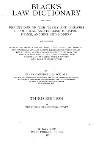 Black's Law Dictionary, 3rd Edition