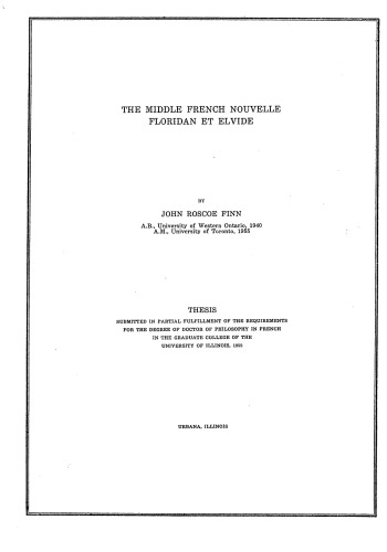 The Middle French Nouvelle Floridan et Elvide