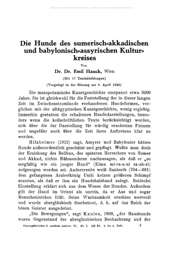 Die Hunde des sumerisch-akkadischen und babylonisch-assyrischen Kulturkreises