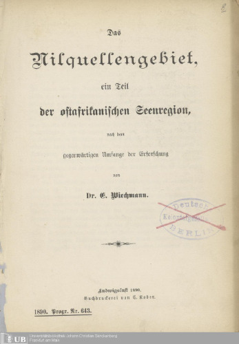 Das Nilquellengebiet, ein Teil der ostafrikanischen Seenregion