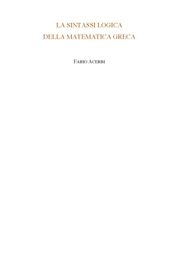 La sintassi logica della matematica greca