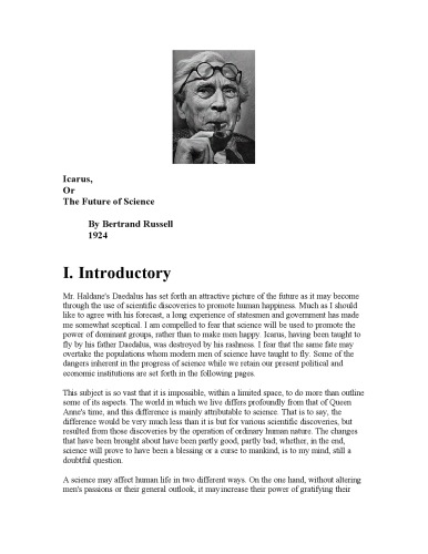 Icarus, or the Future of Science