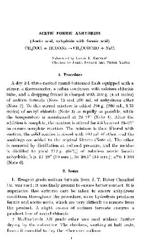 Organic Syntheses An annual publication of satisfactory methods