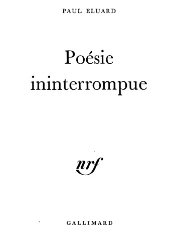 Poésie ininterrompue