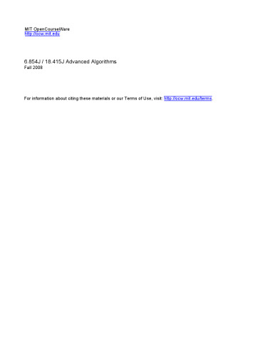 Advanced Algorithms: Lecture Notes