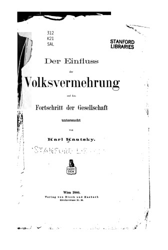 Der Einfluss der Volksvermehrung auf den Fortschritt der Gesellschaft