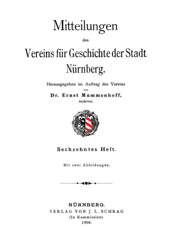 Mitteilungen des Vereins für Geschichte der Stadt Nürnberg