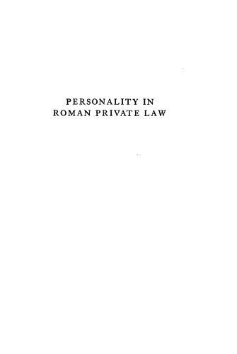 Personality in Roman Private Law