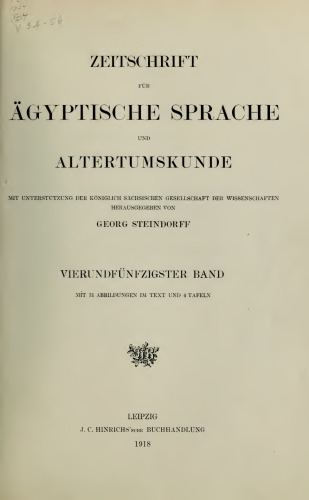 Zeitschrift für Ägyptische Sprache und Altertumskunde