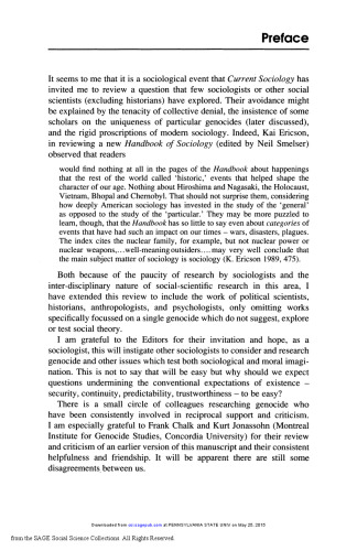 Volume 38 Issue 1, March 1990, Current Sociology, Genocide a Sociological Perspective