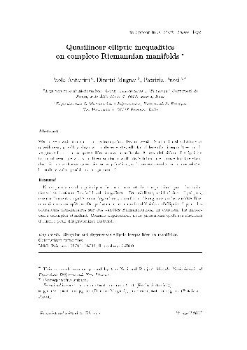 Quasilinear elliptic inequalities on complete Riemannian manifolds