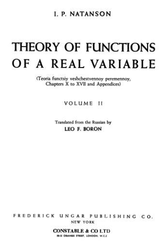 Theory of Functions of a Real Variable, vol.II
