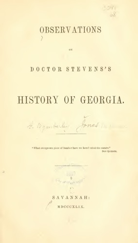 Observations on Stevens's History of Georgia