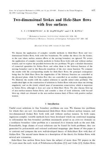 Two-dimensional Stokes and Hele-Shaw flows with free surfaces