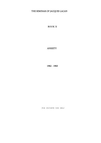 Anxiety. Book X 1962-1963