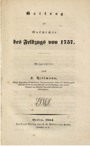 Beitrag zur Geschichte des Feldzugs von 1757