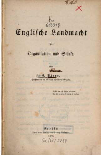 Die englische Landmacht : Ihre Organisation und Stärke