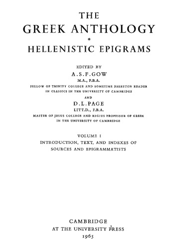 Hellenistic Epigrams
