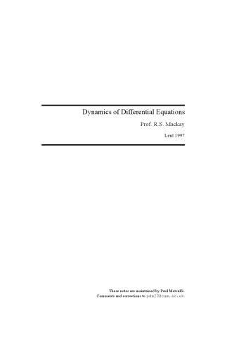 Dynamics of Differential Equations
