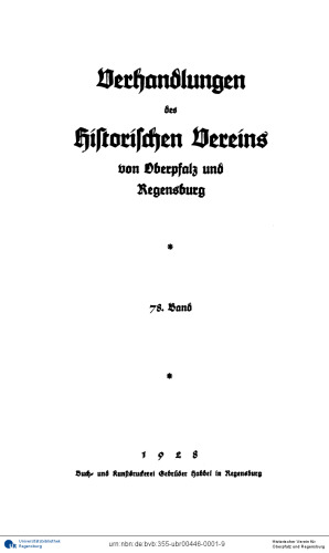 Verhandlungen des Historischen Vereins für Oberpfalz und Regensburg