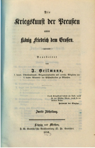 Die Kriegskunst der Preußen unter König Friedrich dem Großen