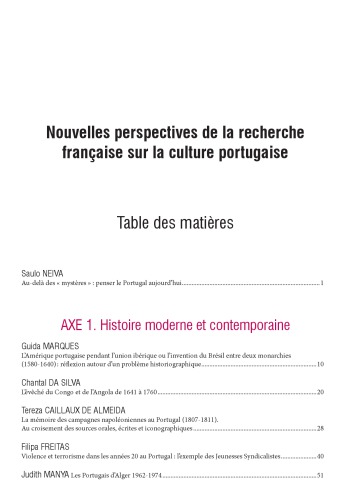 Nouvelles perspectives de la recherche française sur la culture portugaise