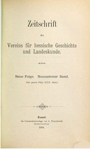 Zeitschrift des Vereins für hessische Geschichte und Landeskunde
