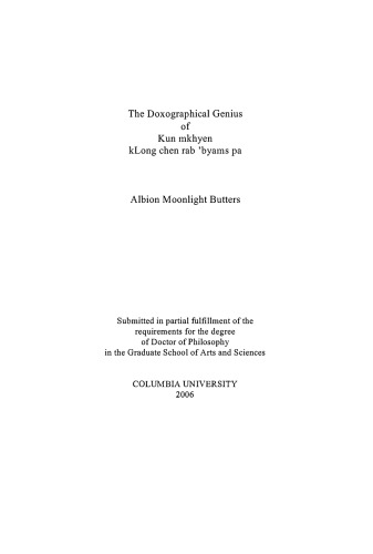 The Doxographical Genius of Kunmkhyen kLong chen rab 'byams pa