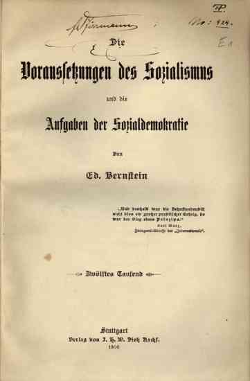 Die Voraussetzungen des Sozialismus und die Aufgaben der Sozialdemokratie