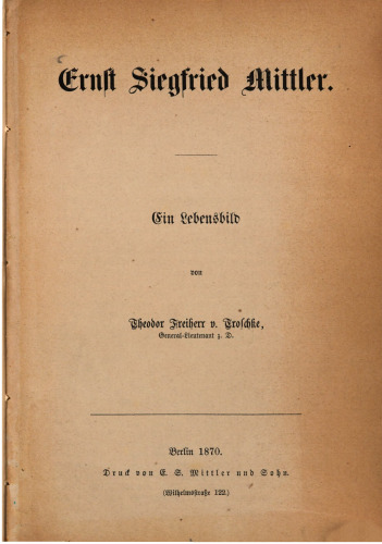 Ernst Siegfried Mittler. Ein Lebensbild