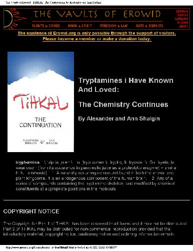Tryptamines I Have Known And Loved