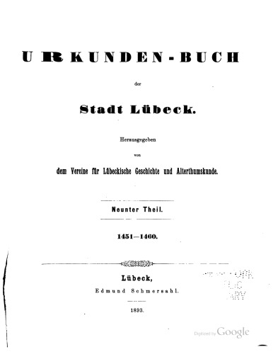 Urkundenbuch der Stadt Lübeck. 1451 - 1460