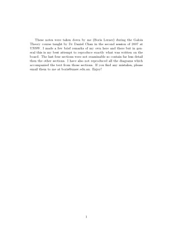 Galois theory [Lecture notes]