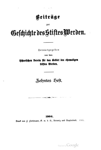 Beiträge zur Geschichte des Stiftes Werden