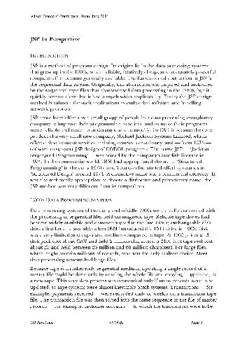 JSP in perspective