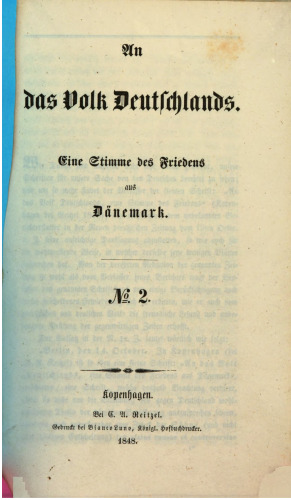 An das Volk Deutschlands. Eine Stimme des Friedens aus Dänemark
